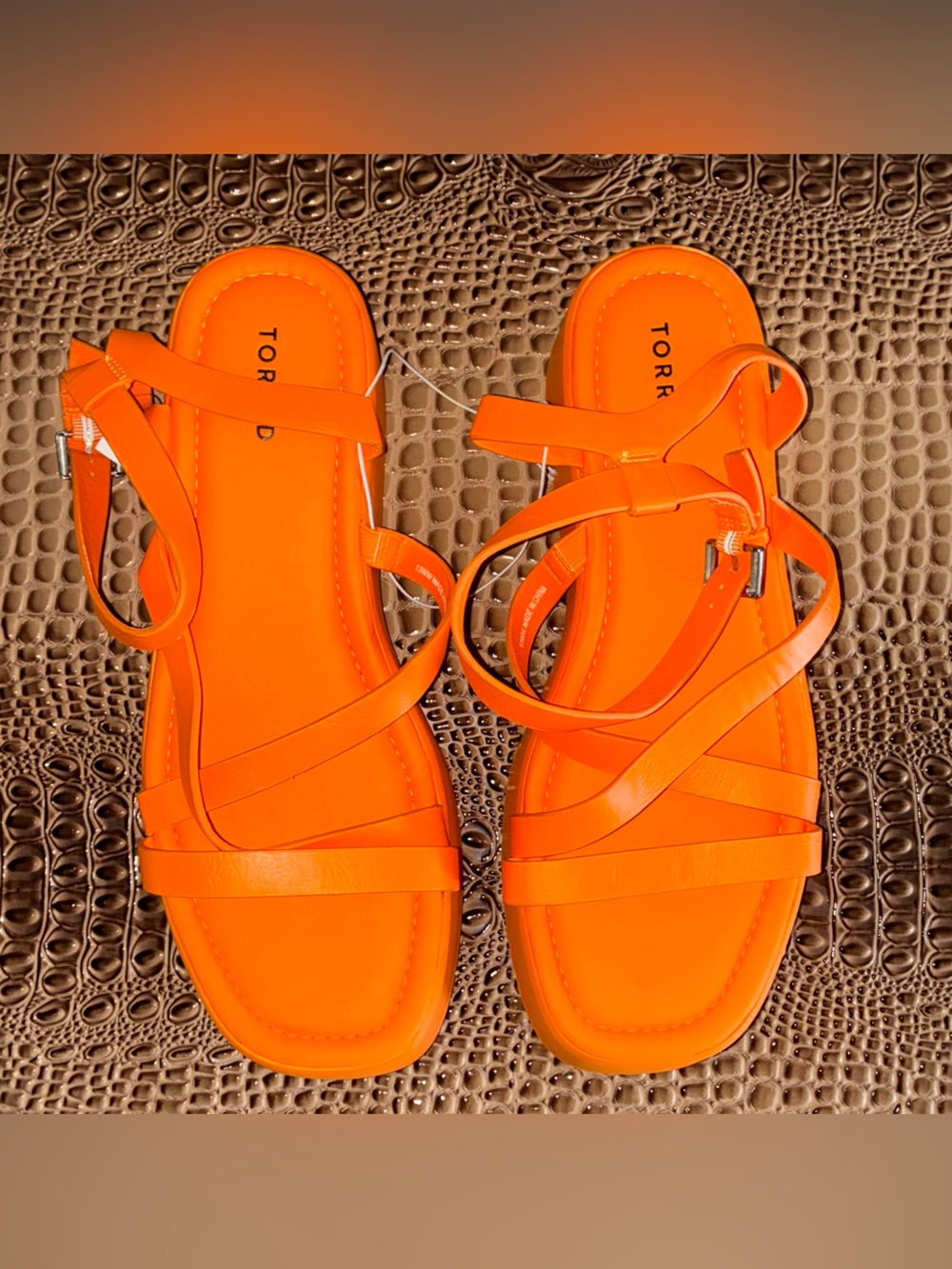 Strappy Flatform Sandal — Orange